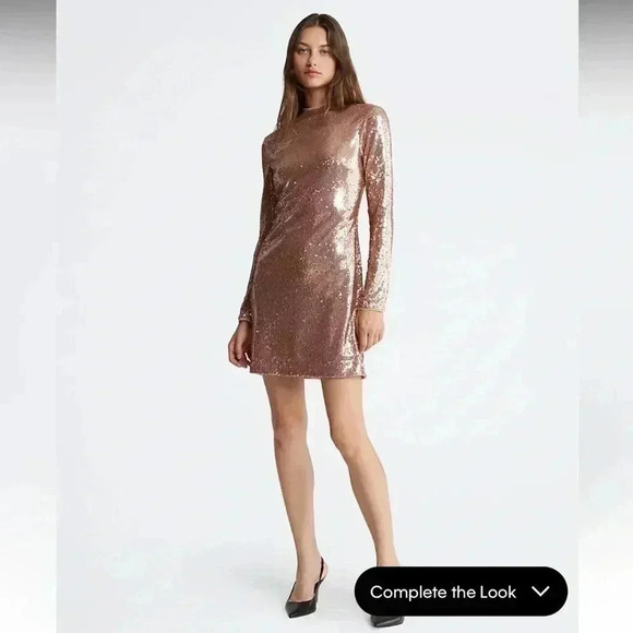 Calvin Klein Gold Polyester Sequin Mini Dress sz 10 - Picture 7 of 10